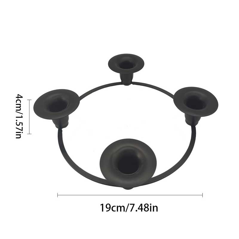 Christmas Wreath Iron Candlestick,Festive 4-Arm Candle Holder Ring Black