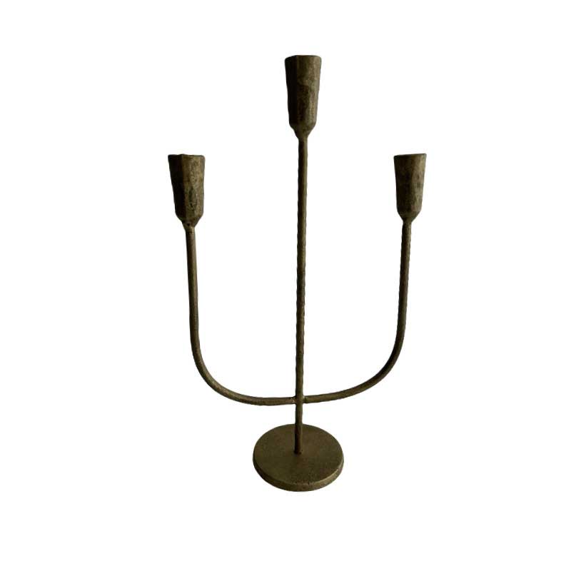 Vintage Cast Iron 3-Arm Candlestick