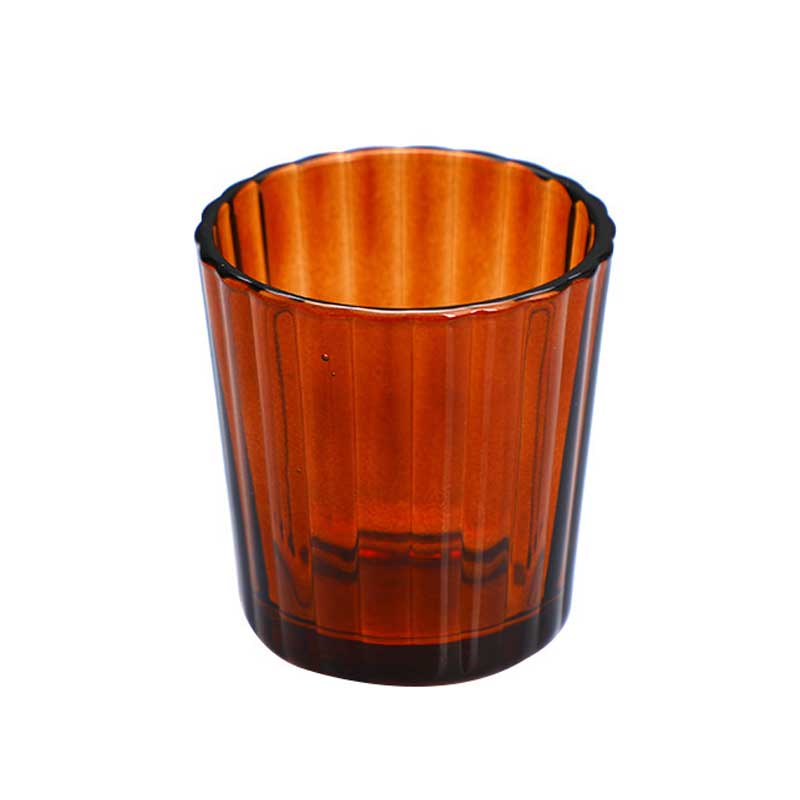 Retro Striped Glass Votive Candle Holder - Multi-Color Options