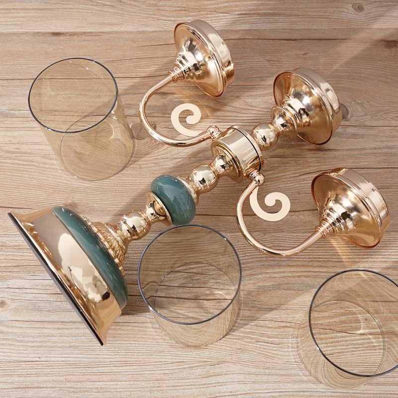 European Light Luxury Brass & Ceramic Candle Holder Color:Default 1