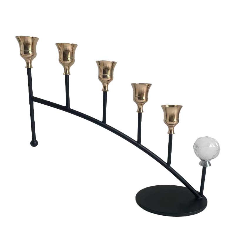 Wrought Iron Candle Holder Five-Head Tiered Taper Candlestick