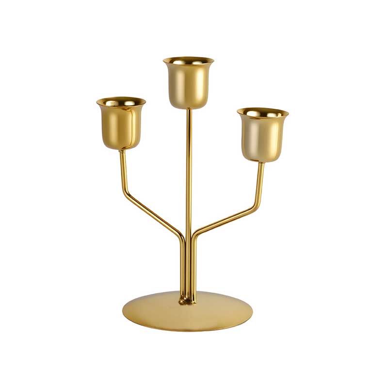 Nordic Minimalist 3-Arm Metal Candle Holder Golden