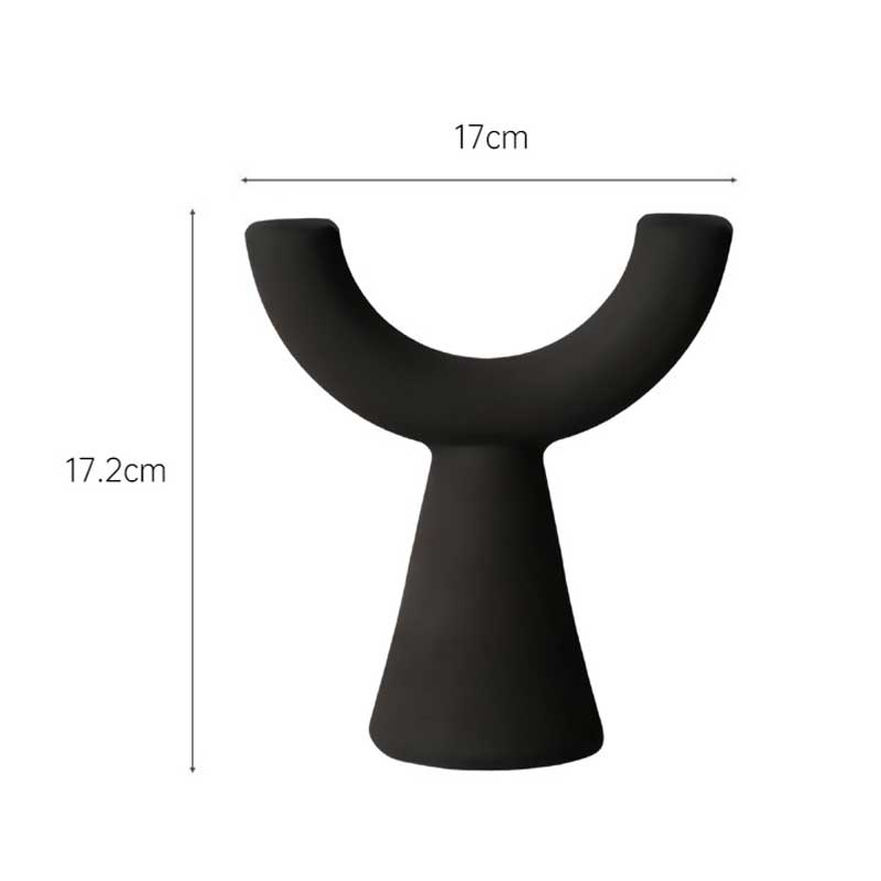 Minimalist Ceramic Two-Head Candle Holder Black
