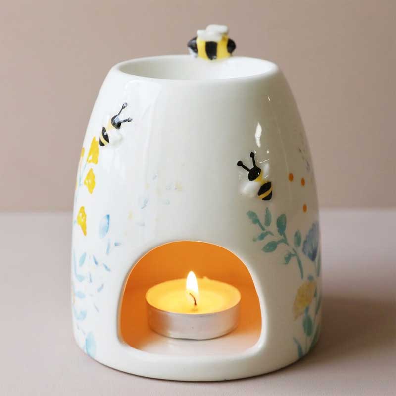 Bee & Floral Ceramic Tealight Candle Holder - Aromatherapy Oil Warmer Color:Floral 1