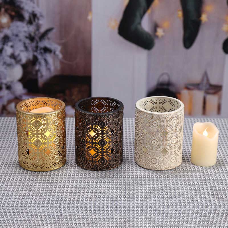 hollow candle holder Color:Golden 2