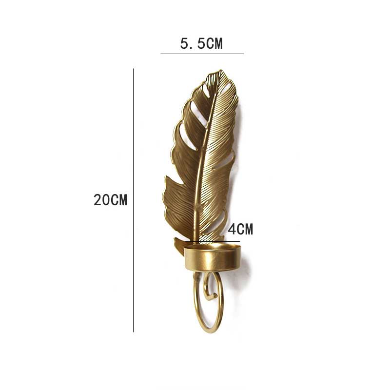 Creative Golden Leaf Wall Sconce Candlestick , Ginkgo & Feather Decor Color:Golden 1