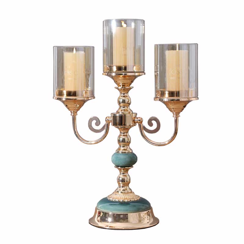 European Light Luxury Brass & Ceramic Candle Holder