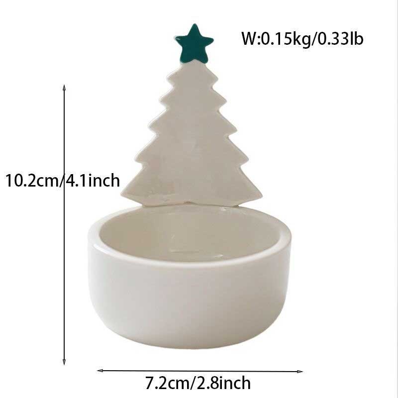 Christmas Tree Ceramic Candlestick Set Topped With Star Green