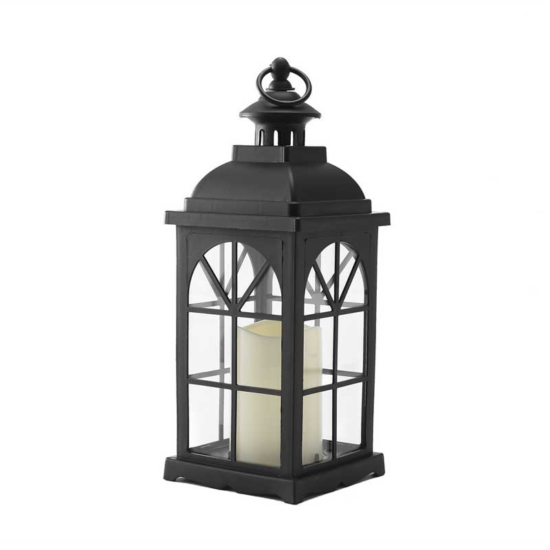 European Vintage Glass Hurricane Plastic LED Candle Lantern