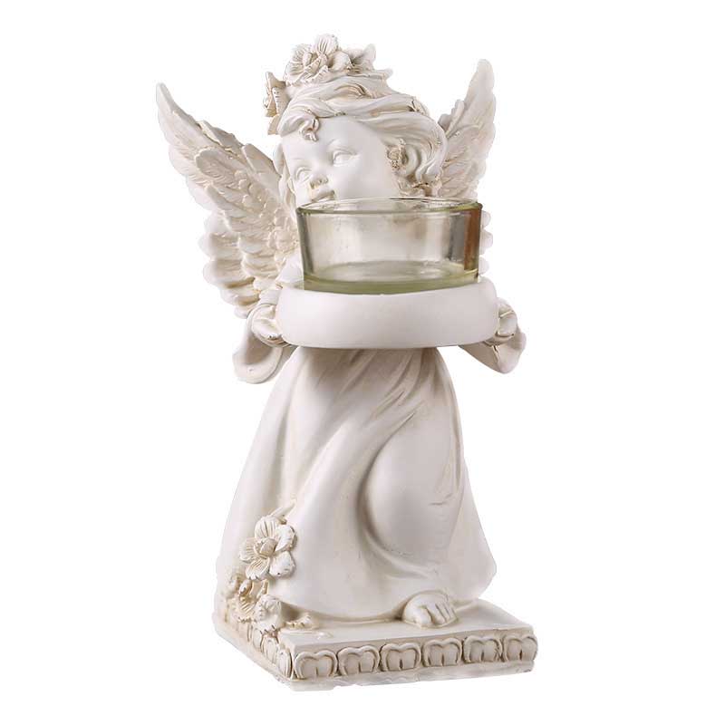 Retro European Cherub Candle Holder With Clear Glass Cup