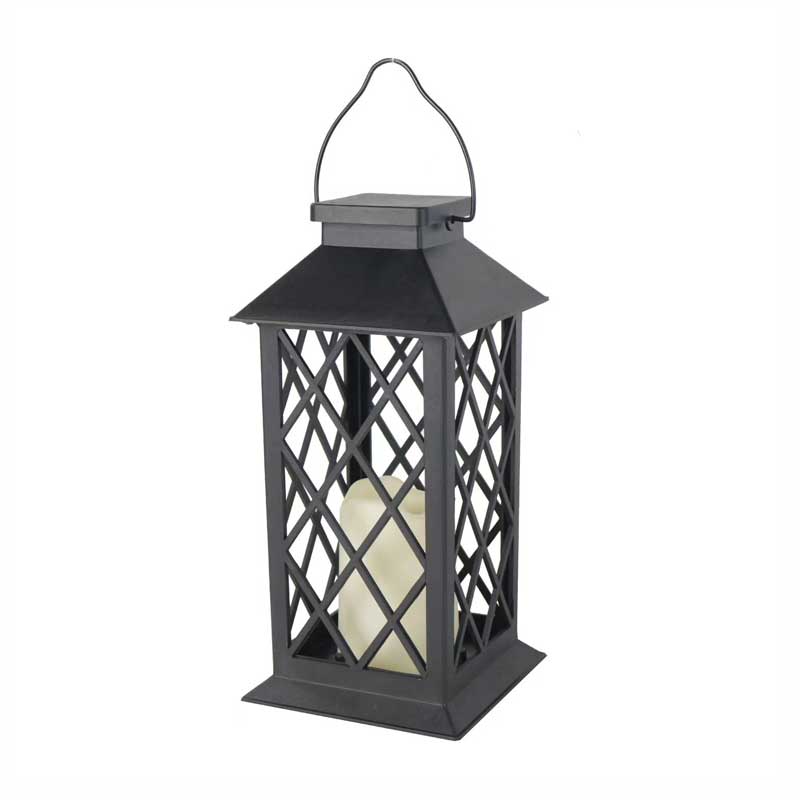 Vintage Diamond Lattice Iron Candle Lantern With Handle