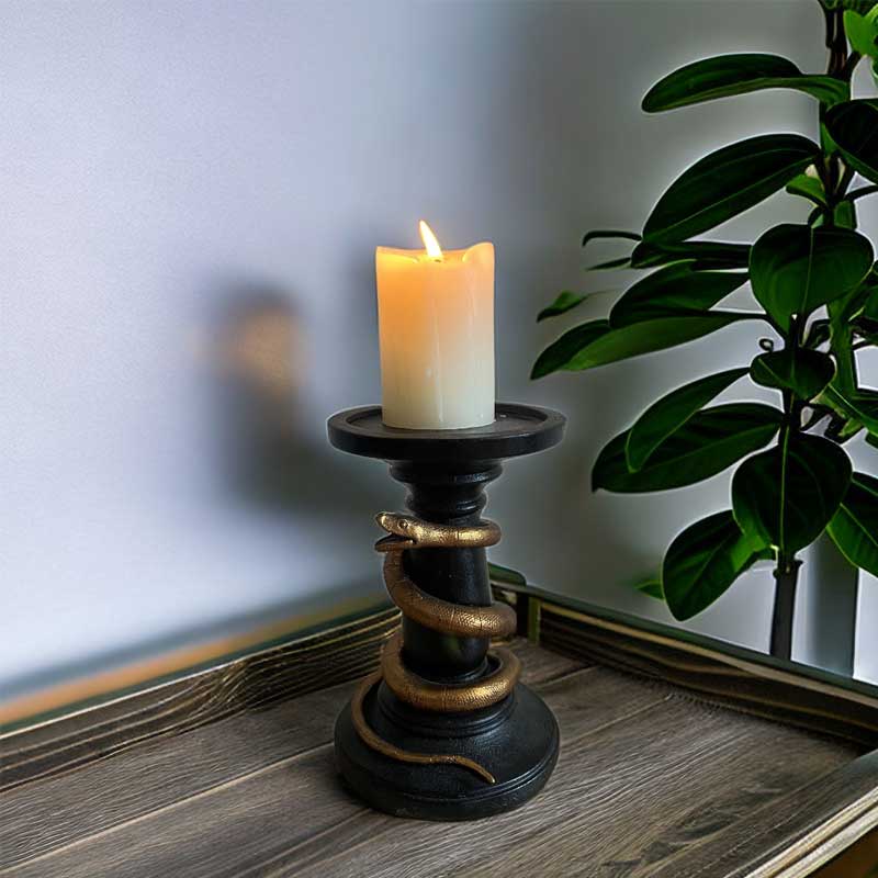 Vintage Snake Resin Candle Holder Color:Black 2