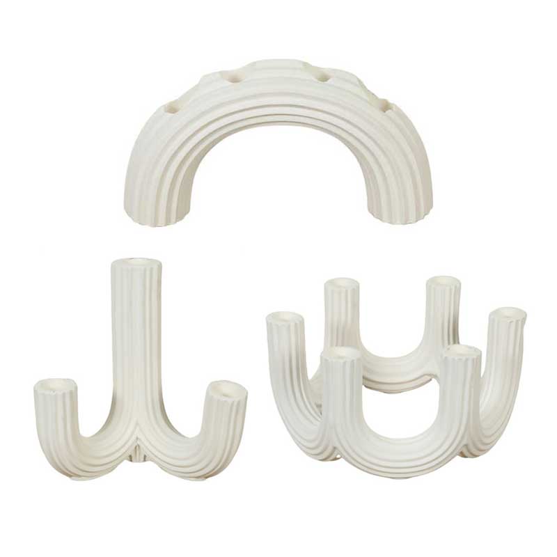 Arched Ceramic Candlestick Holder ,Ribbed Candelabra Series