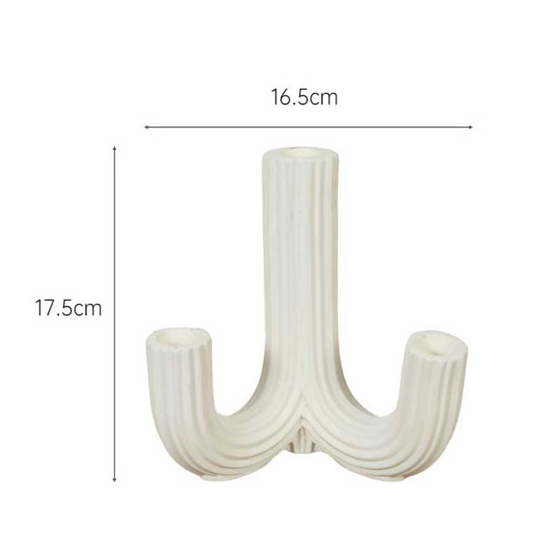 Arched Ceramic Candlestick Holder ,Ribbed Candelabra Series Style2