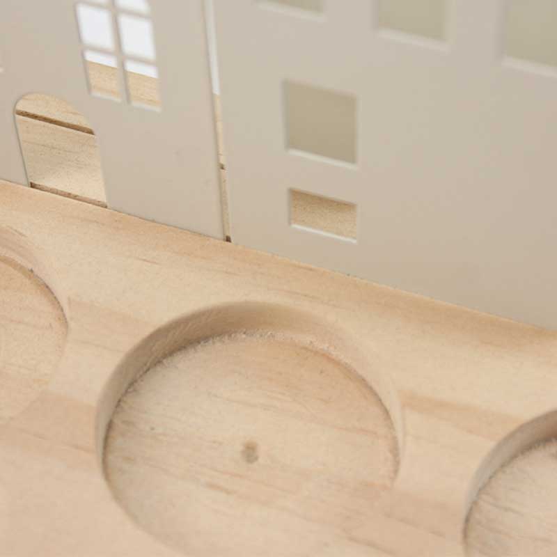 Little House Silhouette Candle Holder , Iron and Wood Candlestick Color:Black 3