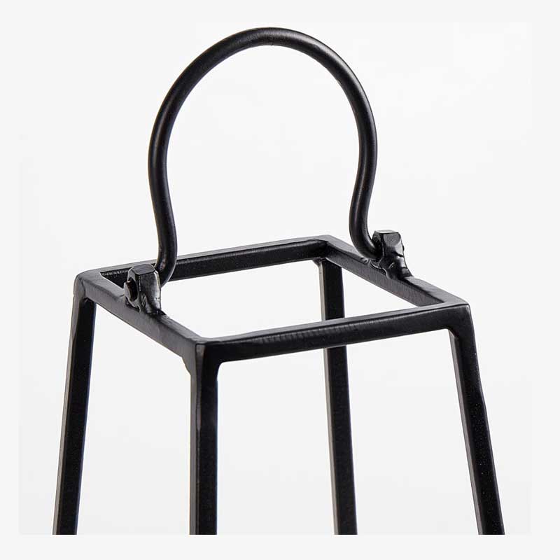 open framework square base candle holder Color:Black1 2