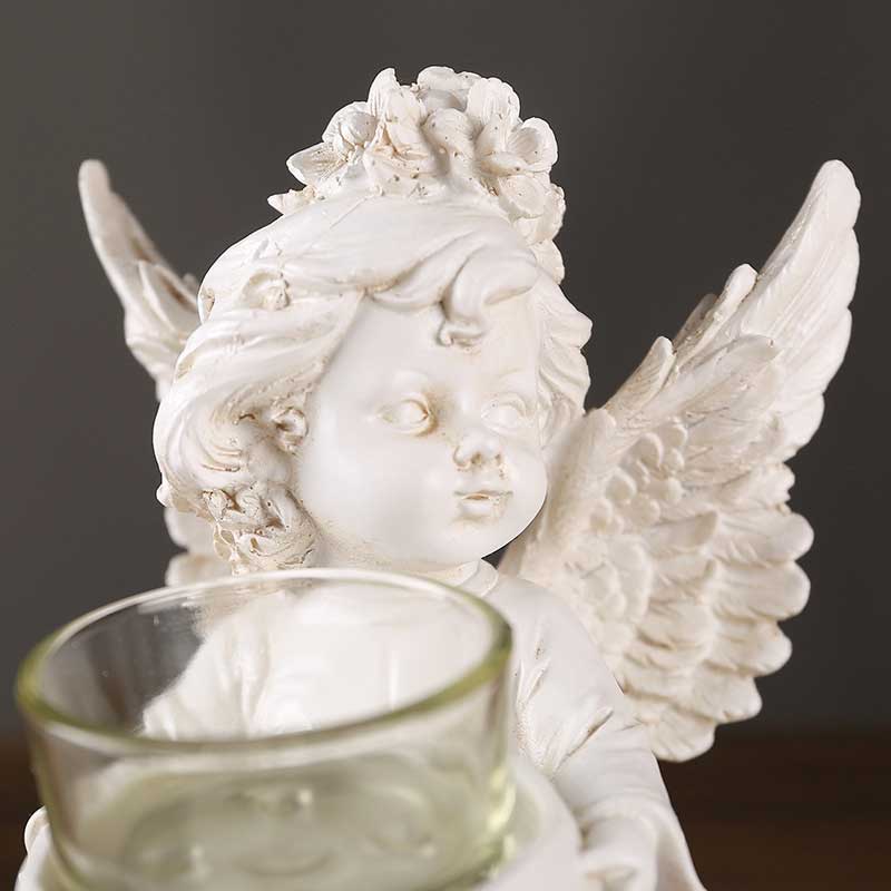 Retro European Cherub Candle Holder With Clear Glass Cup Color:Angel 1