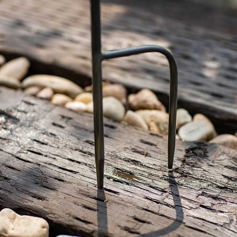 Outdoor Vintage Wrought Iron and Glass Garden Stake Lantern Color:Black 3