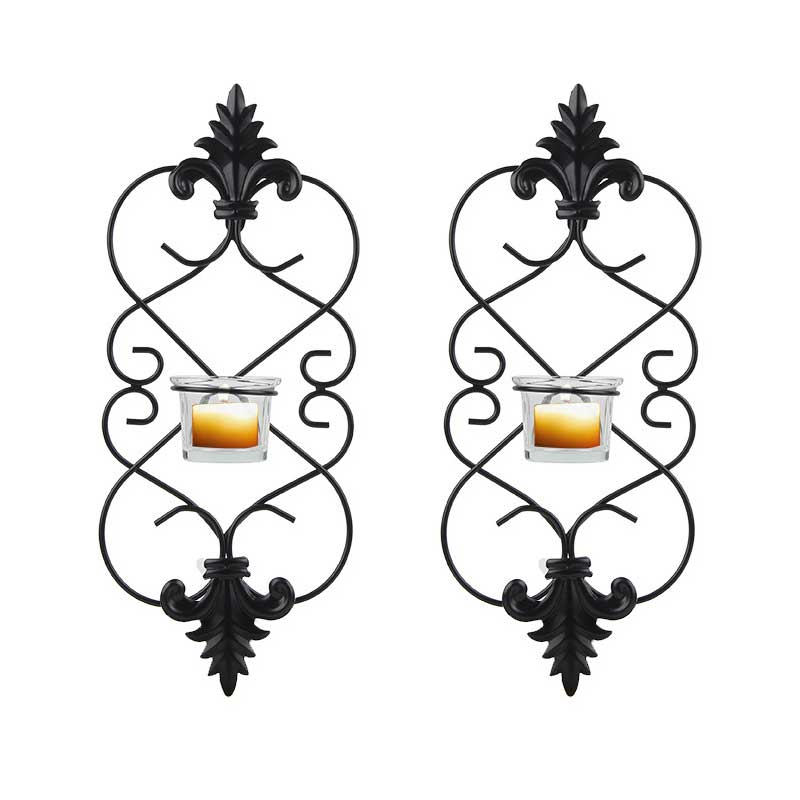 European Vintage Iron Wall Sconce Candle Holders (Set of 2)