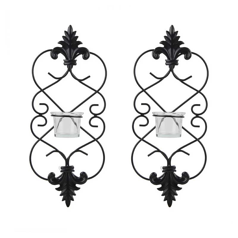 European Vintage Iron Wall Sconce Candle Holders (Set of 2) Color:Black 1