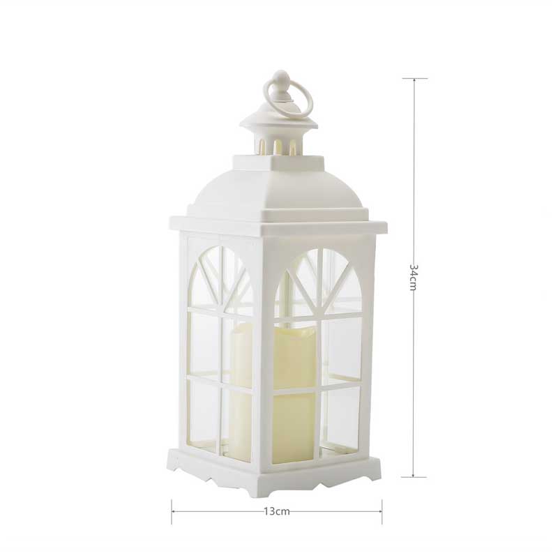 European Vintage Glass Hurricane Plastic LED Candle Lantern White
