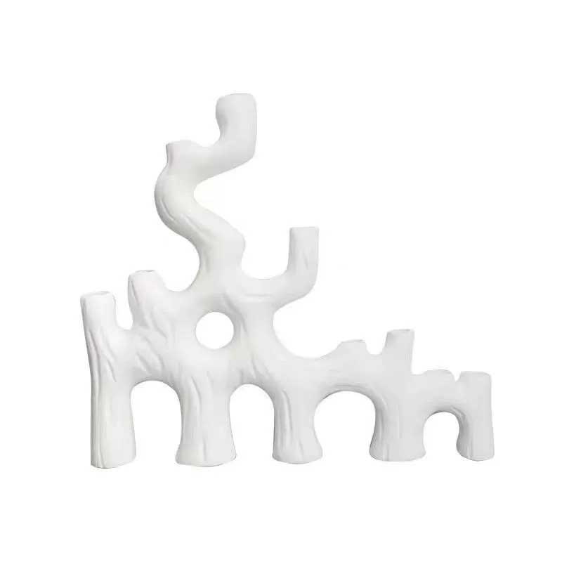 Twig Candelabra Resin,Black / White White