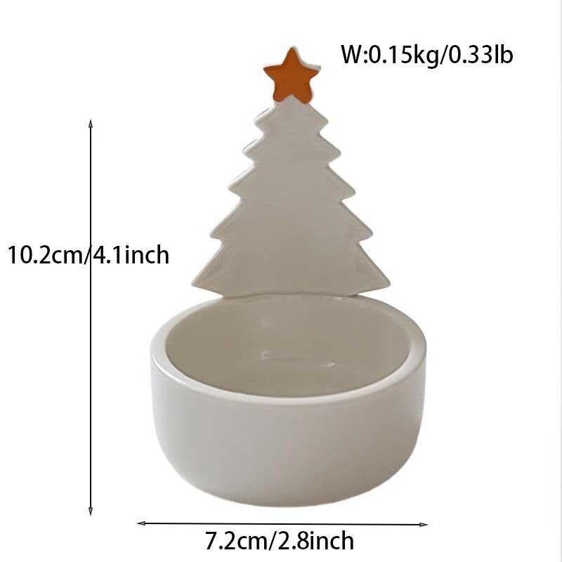 Christmas Tree Ceramic Candlestick Set Topped With Star Orange