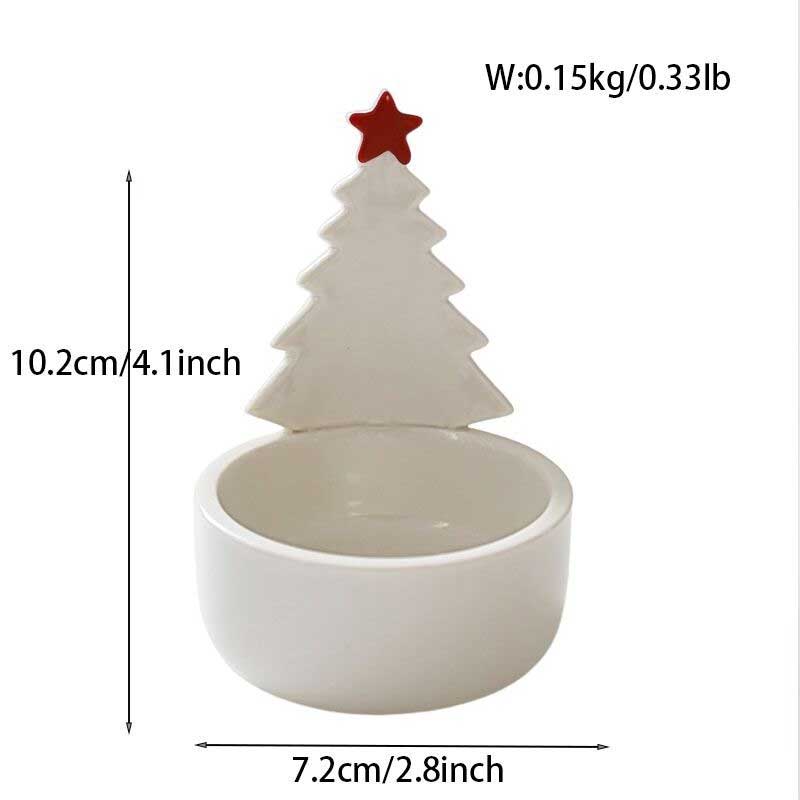 Christmas Tree Ceramic Candlestick Set Topped With Star Red