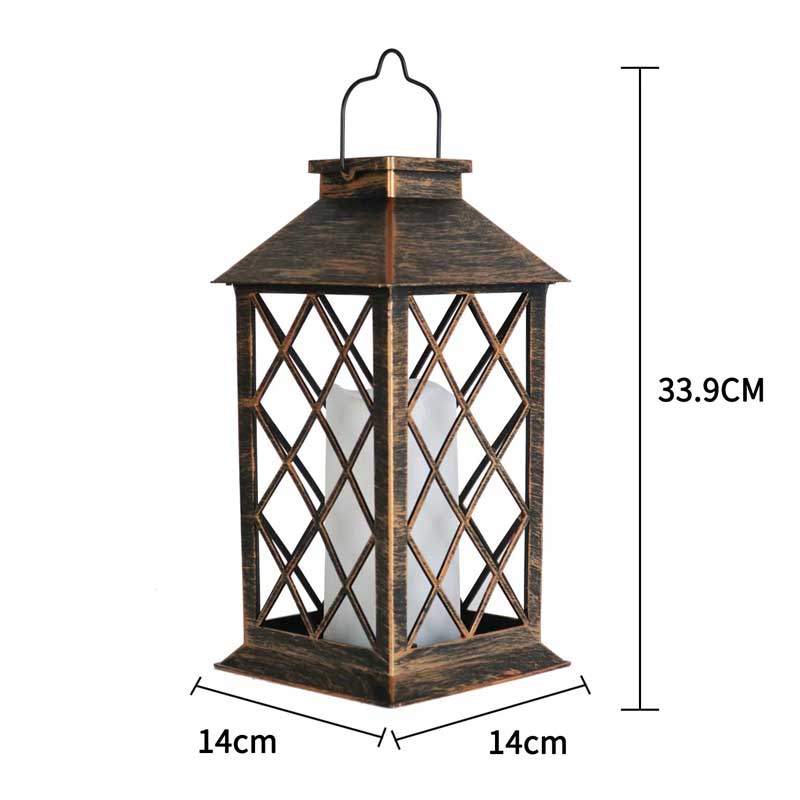 Vintage Diamond Lattice Iron Candle Lantern With Handle Color:Copper
