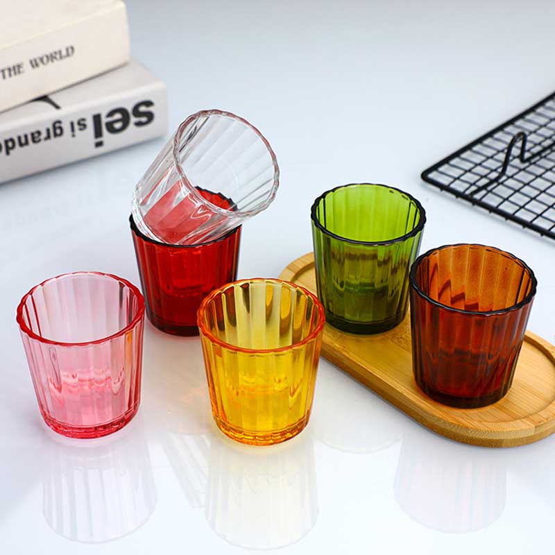 Retro Striped Glass Votive Candle Holder - Multi-Color Options Color:Red 1