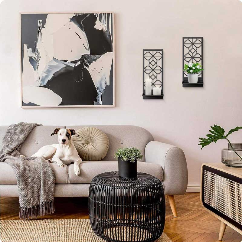 Rectangular wall sconce Holder Color:Black 1