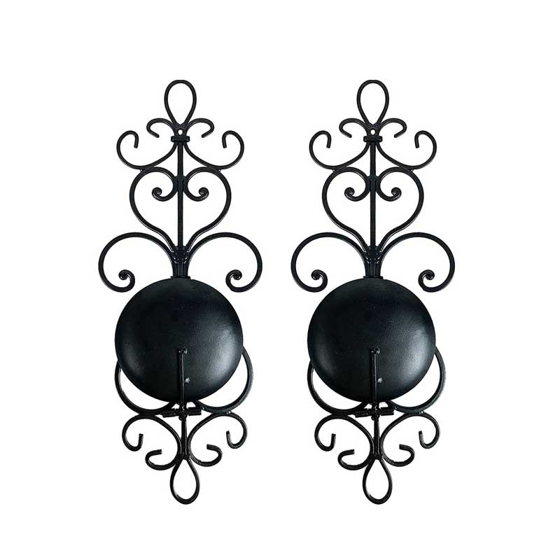 Scrollwork Metal Wall Sconce Foldable Tray Color:Black 1