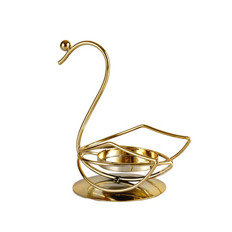 Wrought Iron Swan Candle Holder Golden