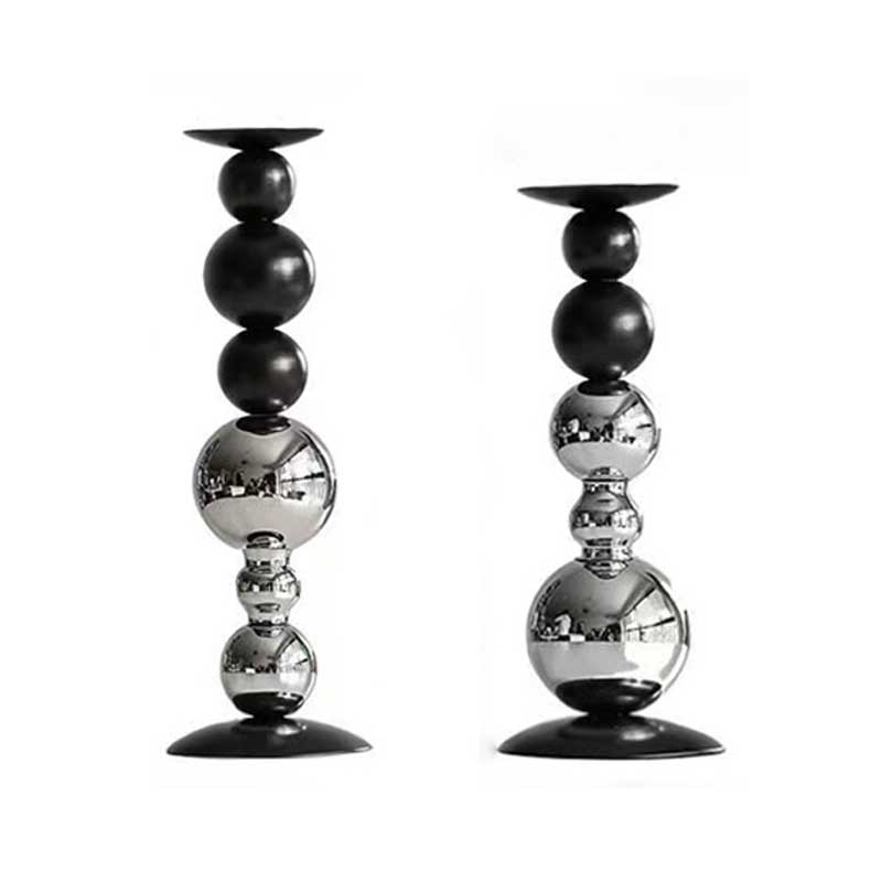 Modern Minimalist Stacked Spheres Iron Candlestick