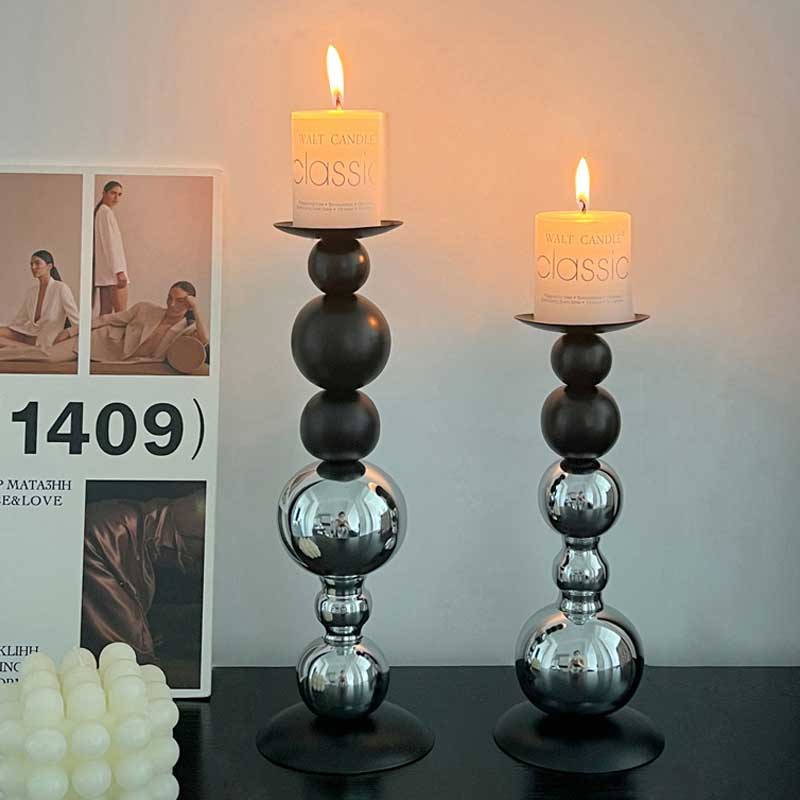 Modern Minimalist Stacked Spheres Iron Candlestick Size:8*27cm 1