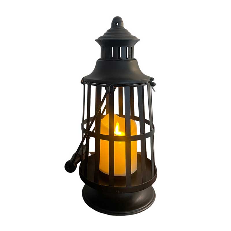 Vintage Wrought Iron Lantern Candle Holder with Handle