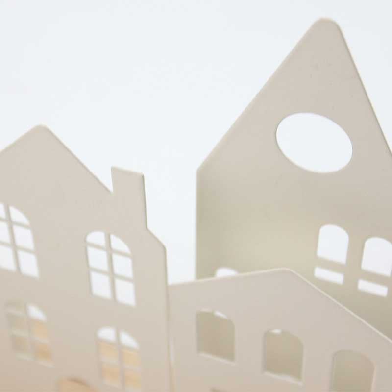 Little House Silhouette Candle Holder , Iron and Wood Candlestick Color:Black 2