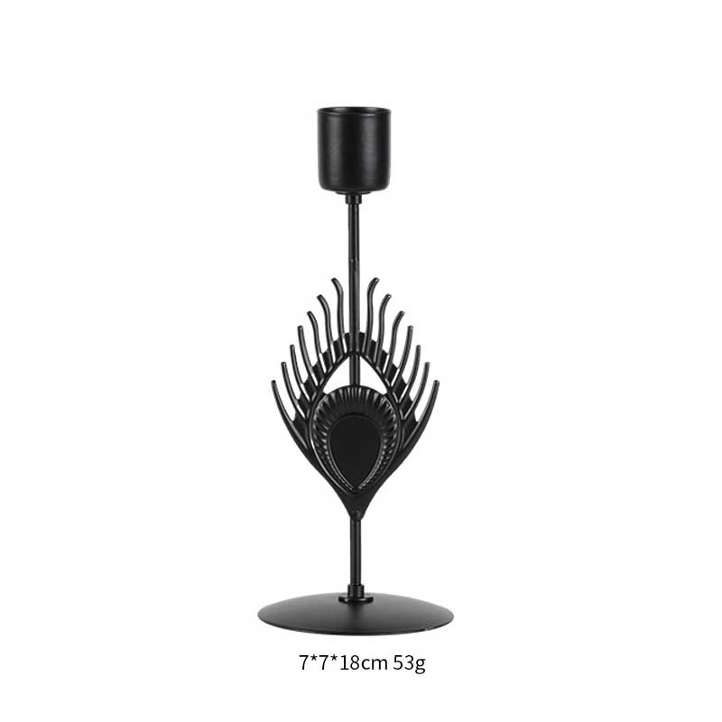 Peacock Feather-Shaped Iron Candle Holder (Set of 3) 7*7*18cm