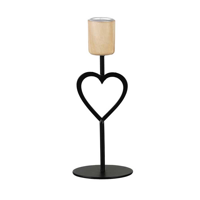 Creative Iron & Wood Candlestick Series - Minimalist Tabletop Decor Heart