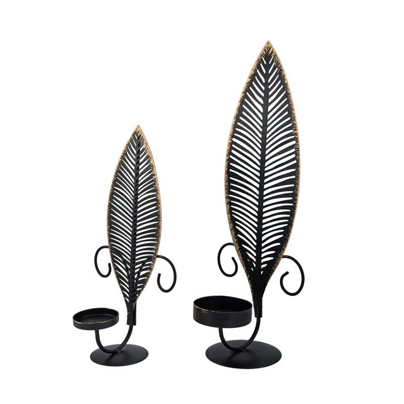 Black Retro Iron Leaf Wall Sconce Candlestick Color:Black 5