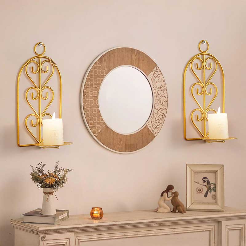 Vintage Wrought Iron Heart-Shaped Wall Sconce Color:Golden 2