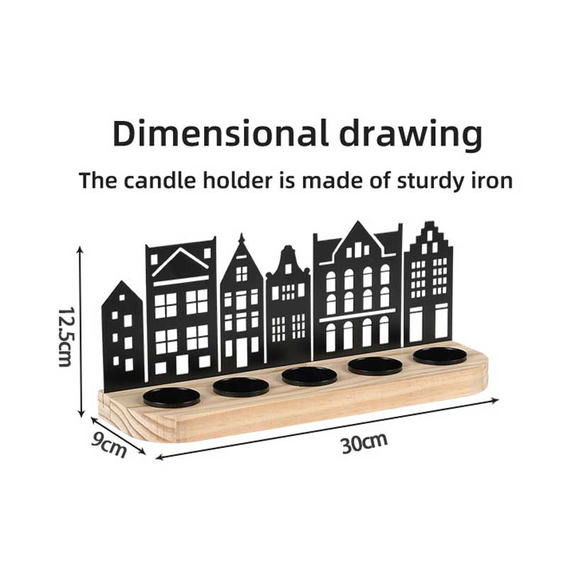 Amsterdam Cityscape Silhouette Wooden Candlestick Color:Black 1
