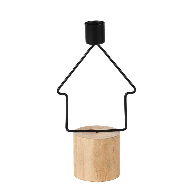 Creative Iron & Wood Candlestick Series - Minimalist Tabletop Decor Color:House