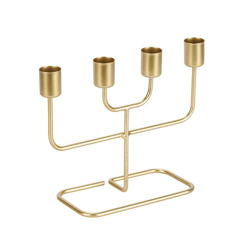 Gold Minimalist Four-Head Iron Art Candlestick