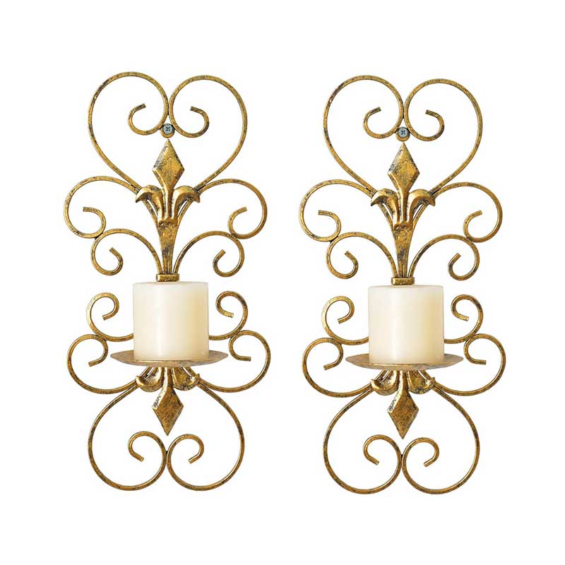 Vintage European Double-Head Wrought Iron Wall Sconce