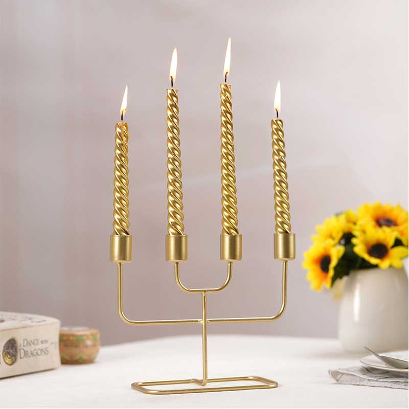 Gold Minimalist Four-Light  Iron Art Candlestick Color:Golden 2