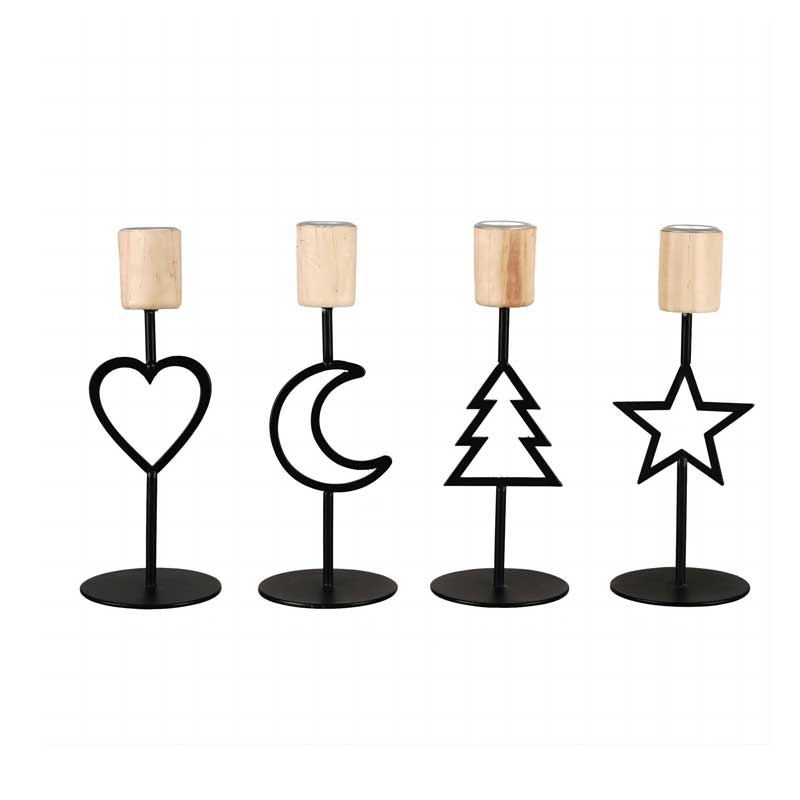 Creative Iron & Wood Candlestick Series - Minimalist Tabletop Decor