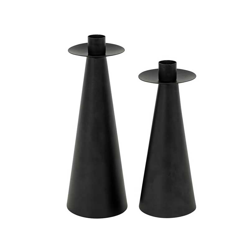 Minimalist Modern Conical Iron Candle Holder (Set of 2)