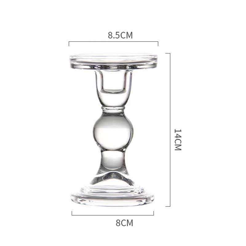 Minimalist Transparent Glass Candle Holder Set 8*8.5*14m