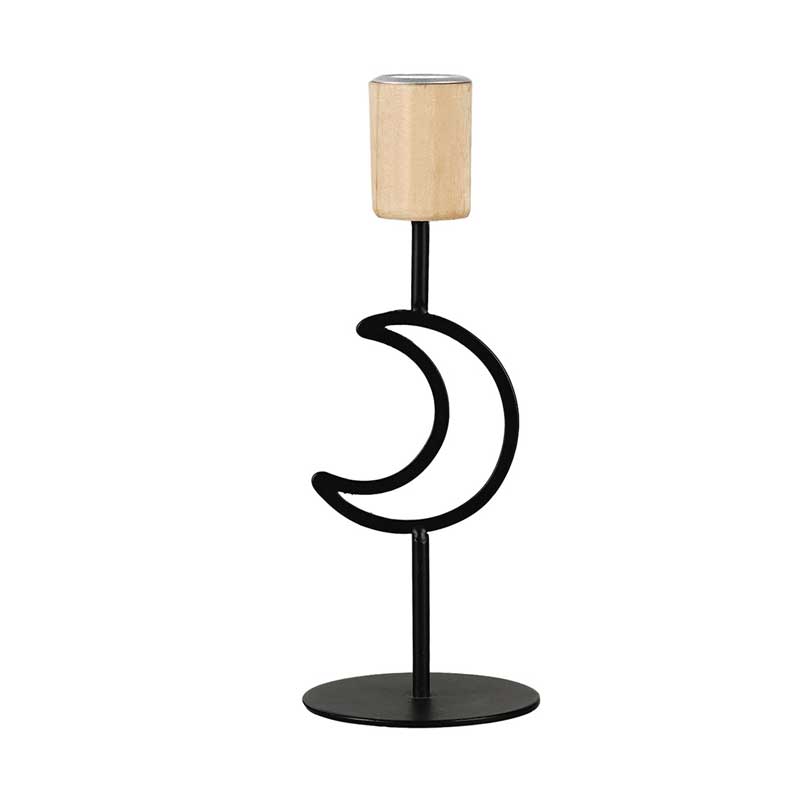Creative Iron & Wood Candlestick Series - Minimalist Tabletop Decor Moon